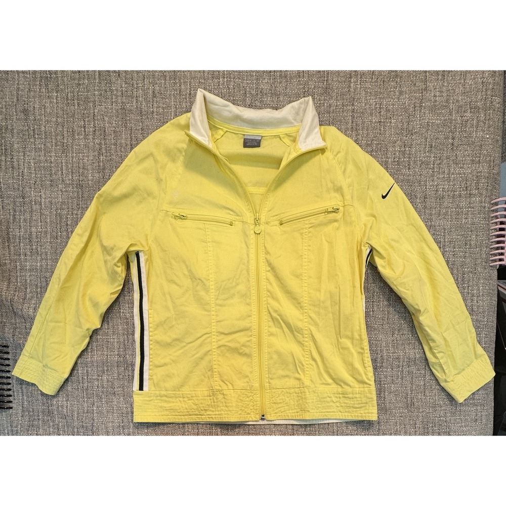 NIKE Size Small Jacket‎ Running Dry-Fit Wind Breaker Play Up Yellow White Black